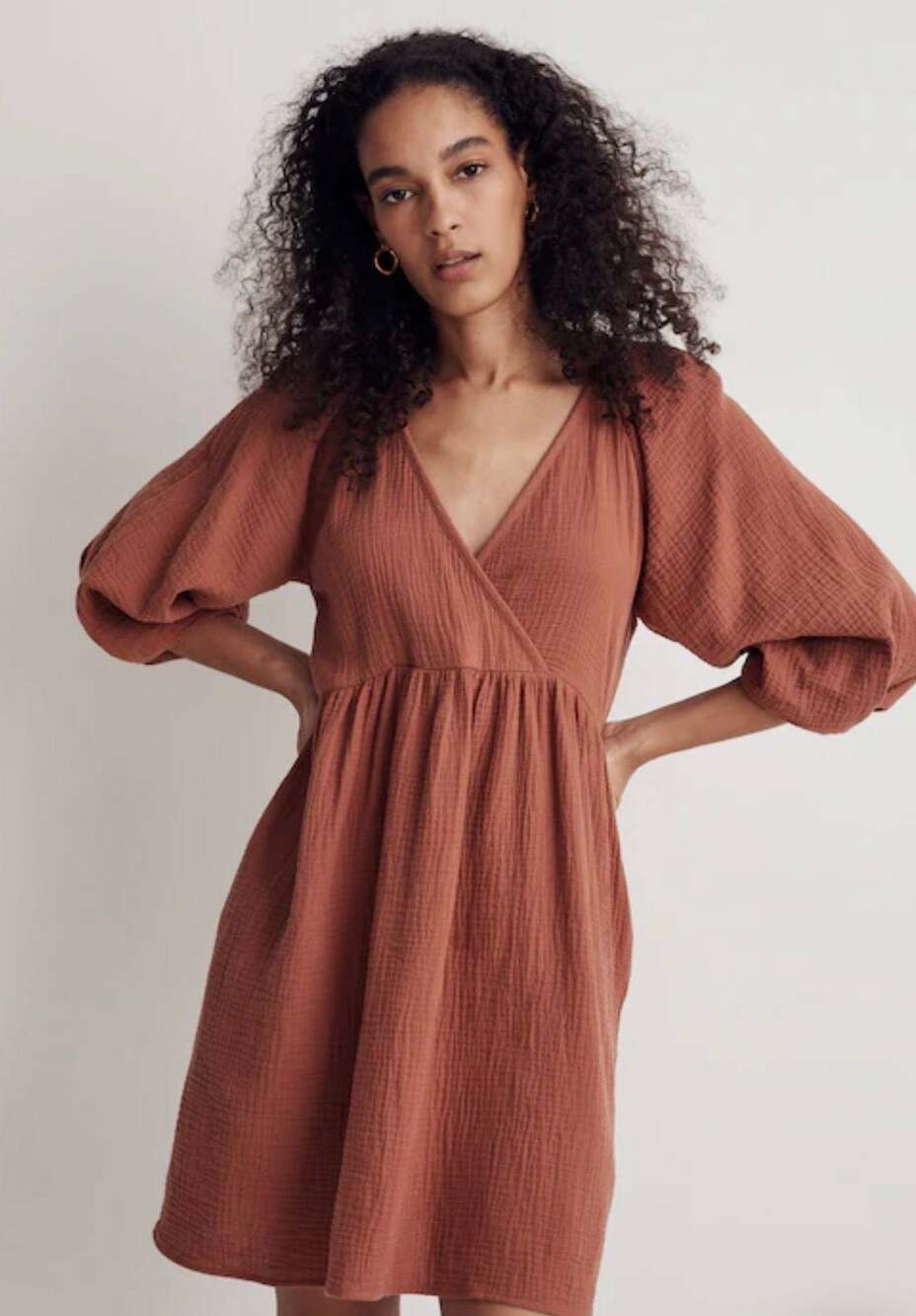 Madewell Marianna Puff-Sleeve Mini Dress in Gauze